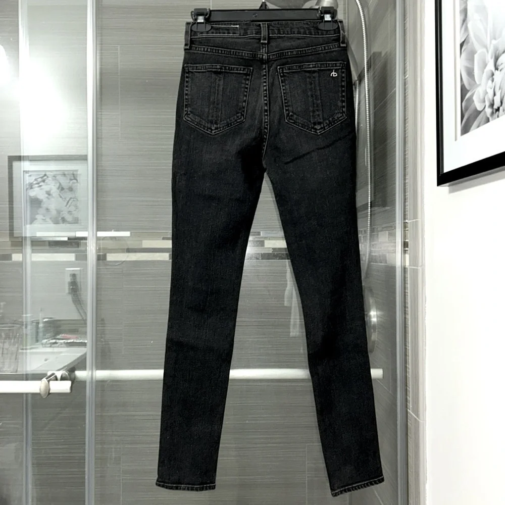 ✨ RAG & BONE ✨ NWT Black Destructed High Rise Ankle Skinny Jeans Size 25 - Picture 4 of 16